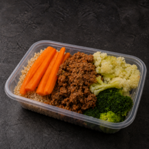 Arroz integral, Carne Moida e legumes P