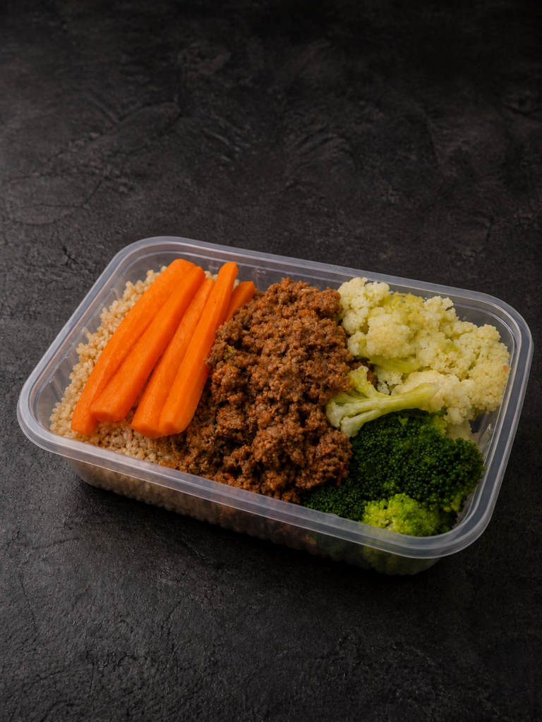 Arroz integral, Carne Moida e legumes G