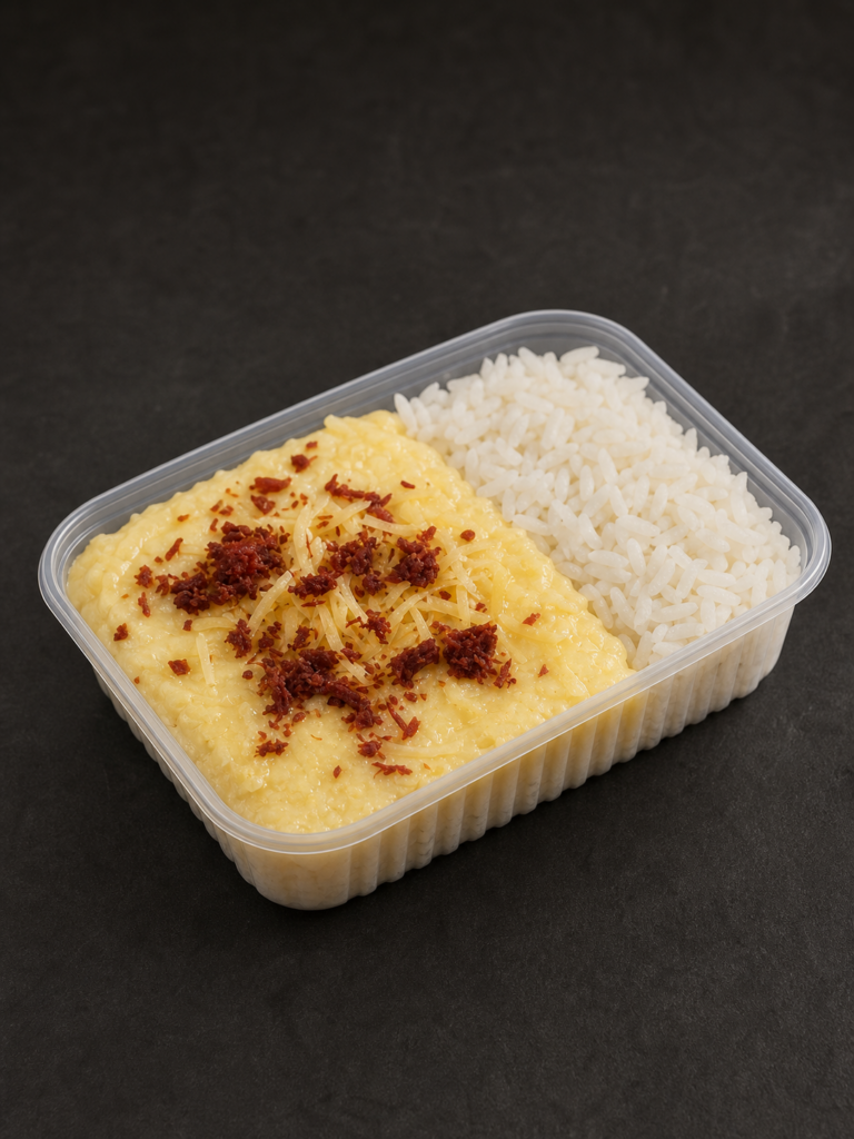 Arroz branco, escondido carne seca G